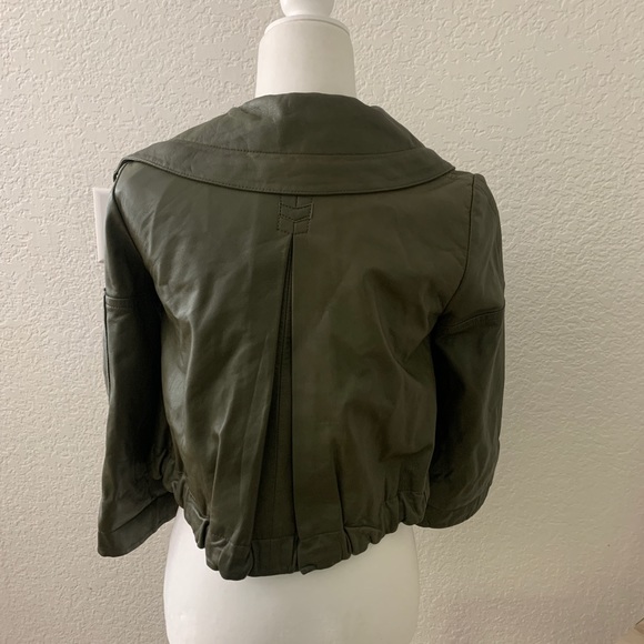 YaYa Aflalo 100% Leather Moto Jacket Green - Picture 5 of 10